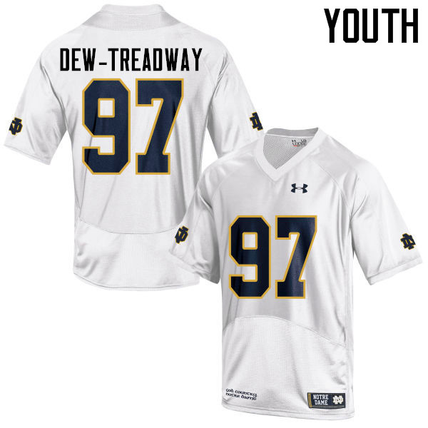 Youth NCAA Notre Dame Fighting Irish #97 Micah Dew-Treadway Stitched College Under Armour Authentic White Football Jersey WD10Y46TY